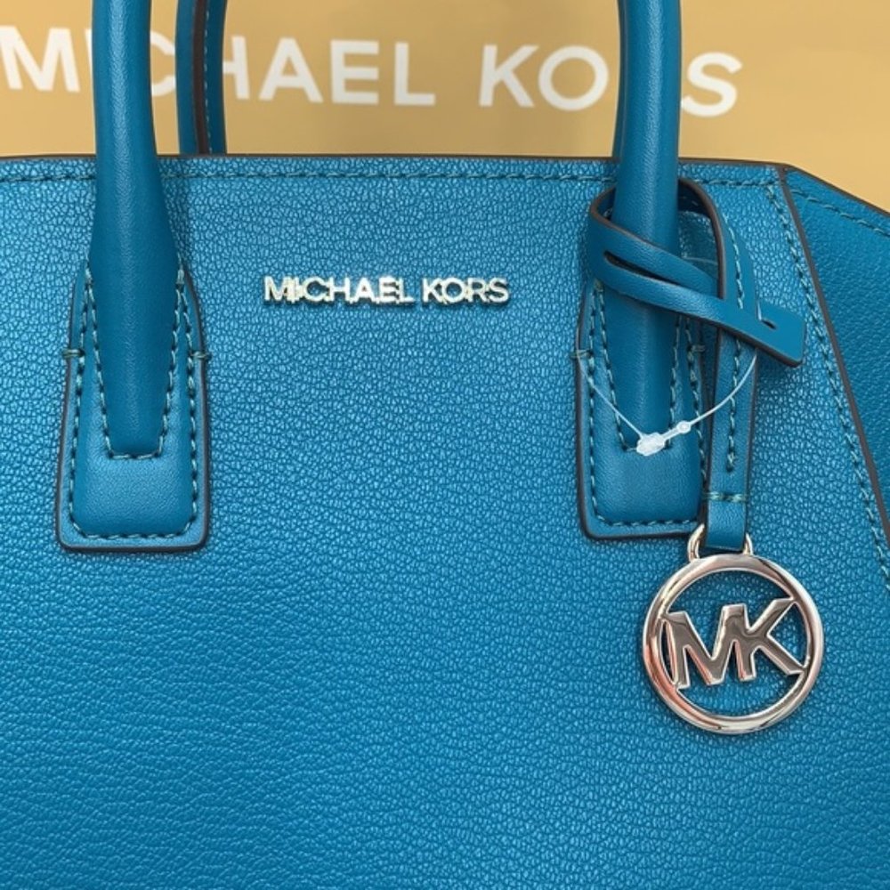 Michael Kors Avril Small Leather Top-Zip Satchel Lagoon color - Picture 9 of 16